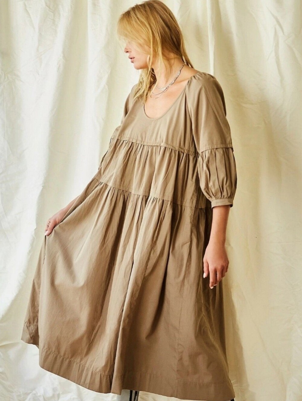 FREE PEOPLE SYD POPLIN COTTON ENDLESS SUMMER TIERED MIDI DRESS XS